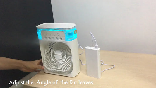 Ventilador Humidificador Portátil 3 en 1 con Luz LED y Temporizador